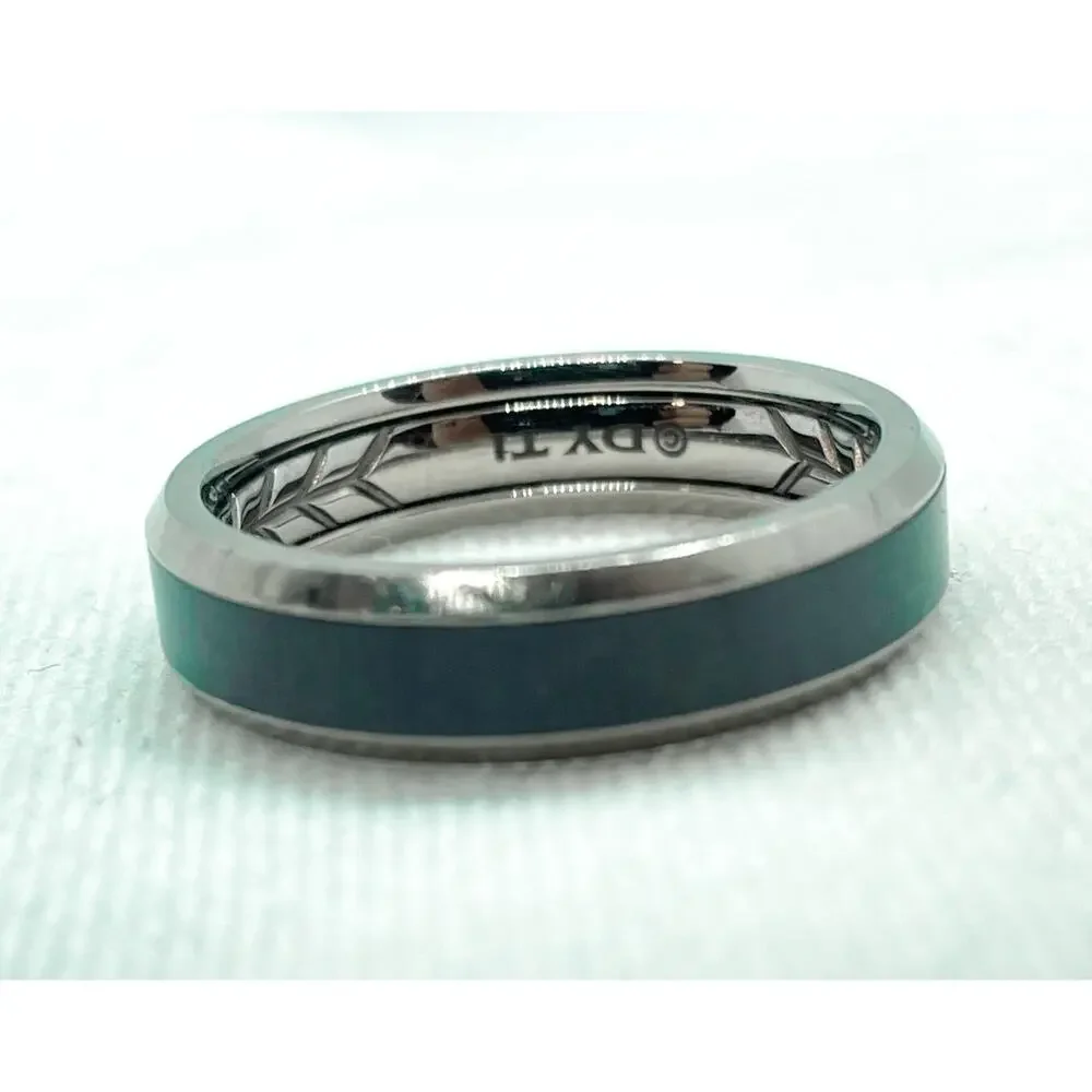 David Yurman 6mm Beveled Band Ring Black & Grey Titanium Size 10.5